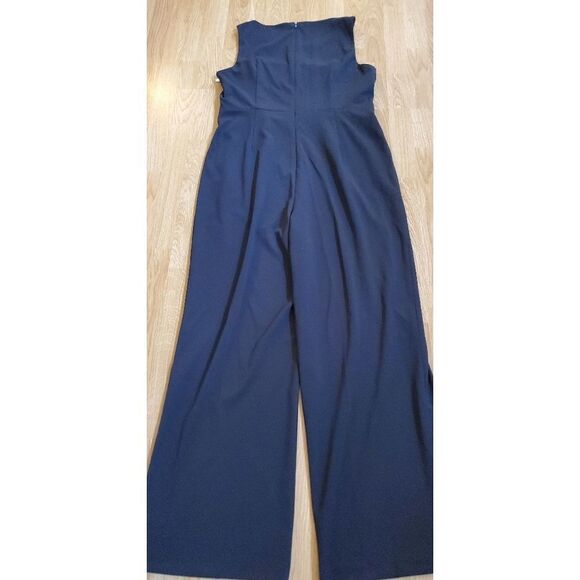 Calvin Klein Sleeveless Scuba Crepe Flat Pleat Waist Jumpsuit size 14 in Black - Picture 5 of 13